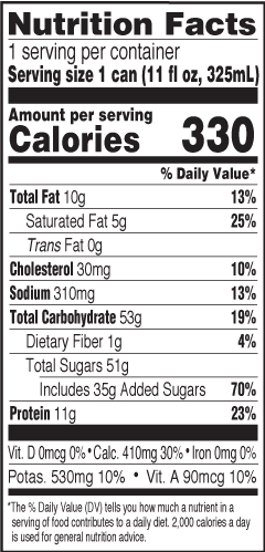 Strawberry Sport Shake 11oz Nutrition Information